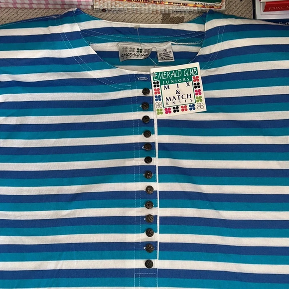Vintage Emerald Club Juniors shoulder pads striped T-shirt - Picture 7 of 14